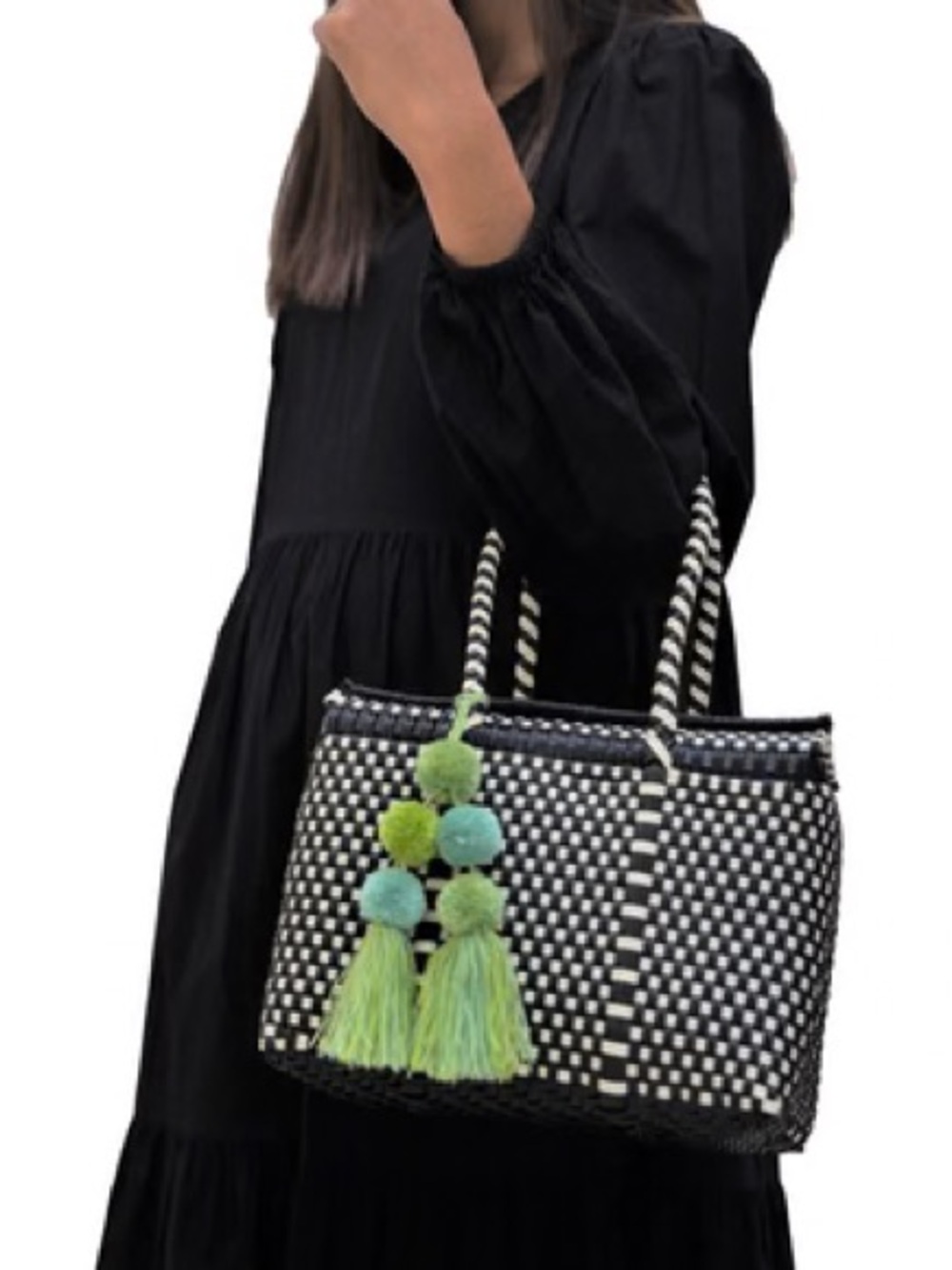 Artisanal Un Pueblo Bombon Tote mini black and white